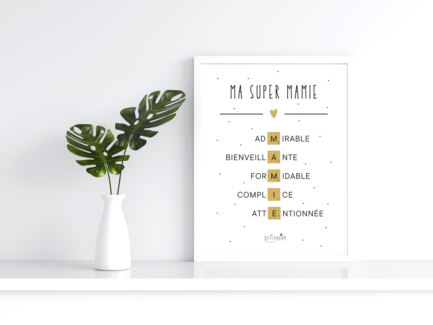 Affiche mamie scrabble or