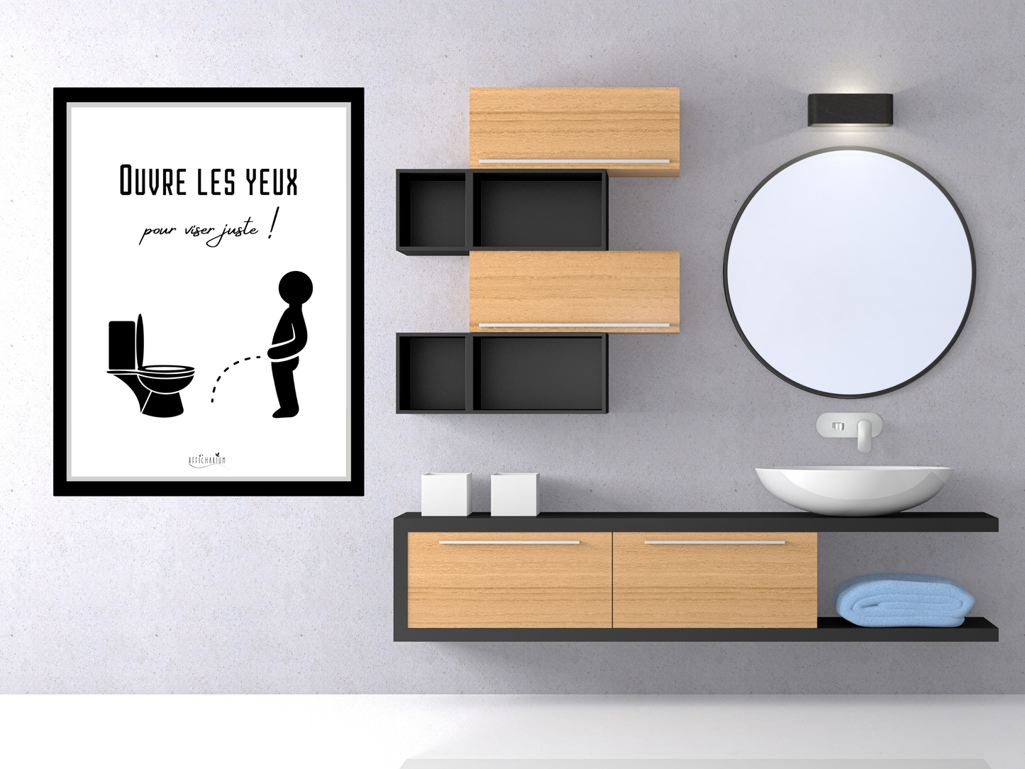 Affiche toilettes humour - Ouvre les yeux