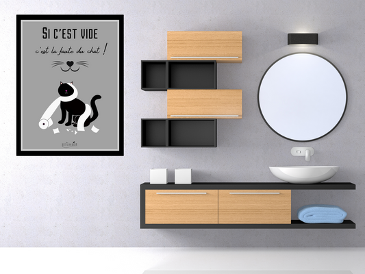 Affiche toilettes humour - Chat