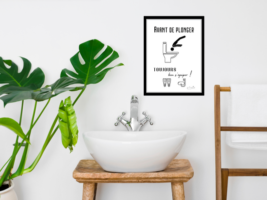 Affiche toilettes humour - Avant de plonger...