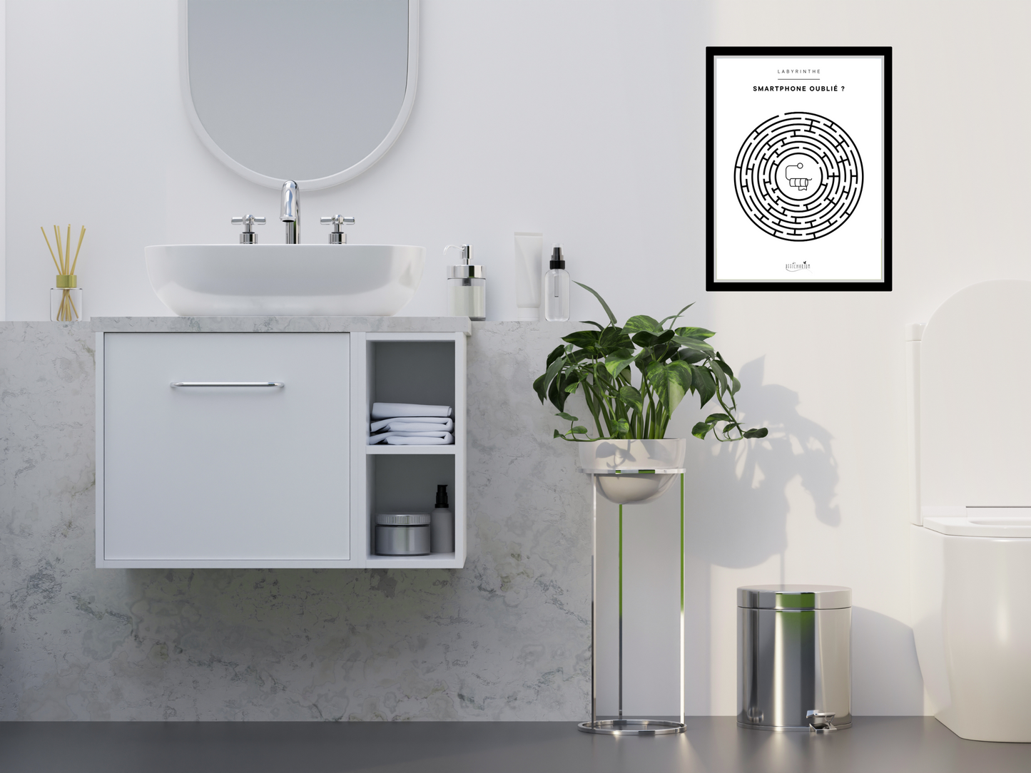 Affiche toilettes labyrinthe