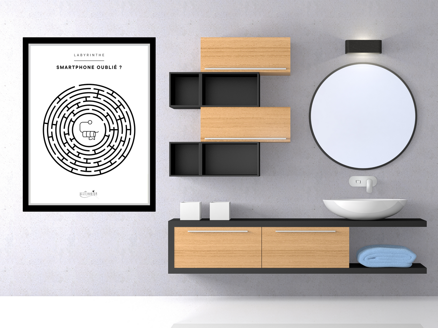 Affiche toilettes labyrinthe