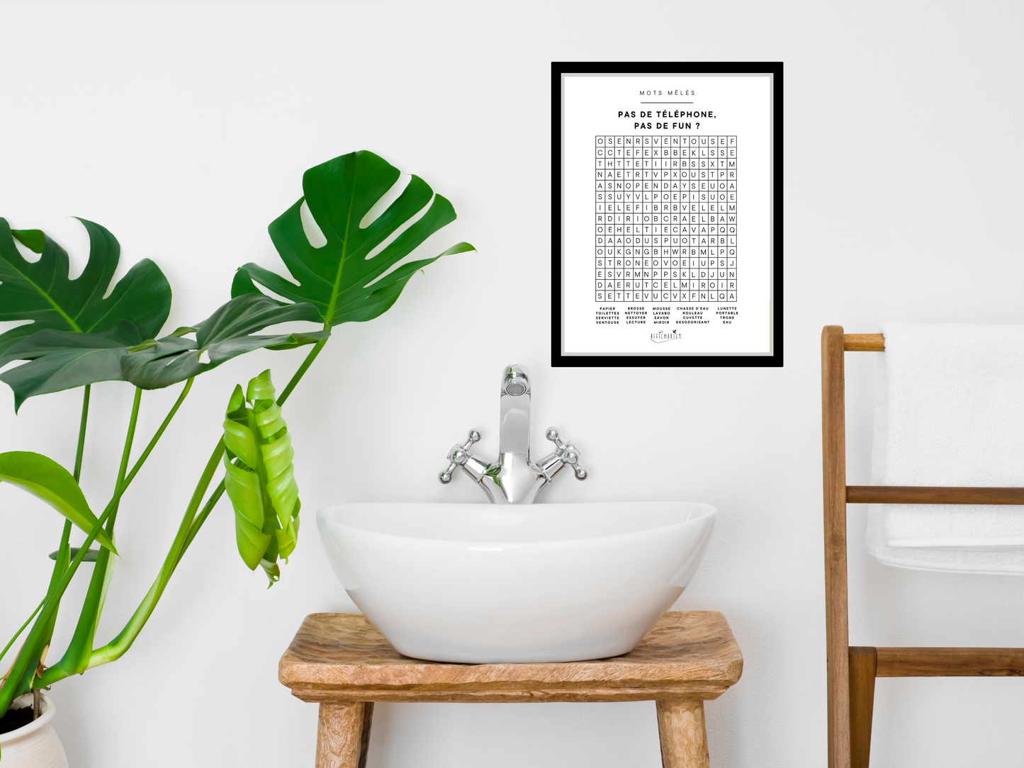 Affiche toilettes mots mêlés