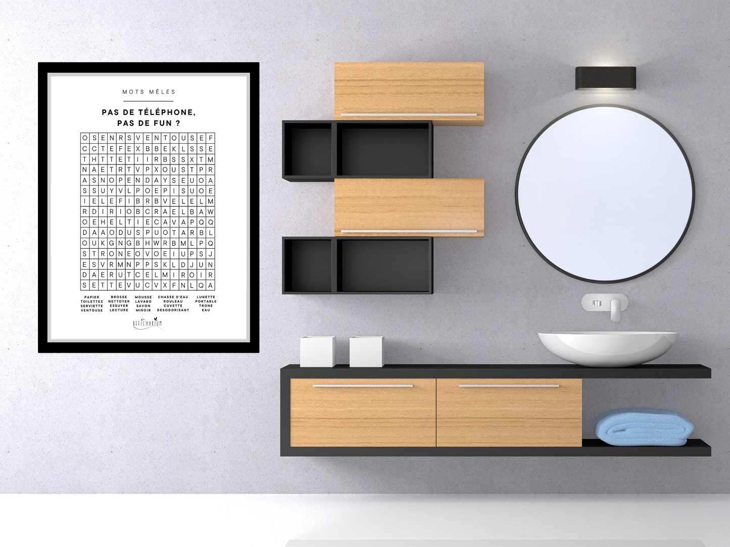 Affiche toilettes mots mêlés