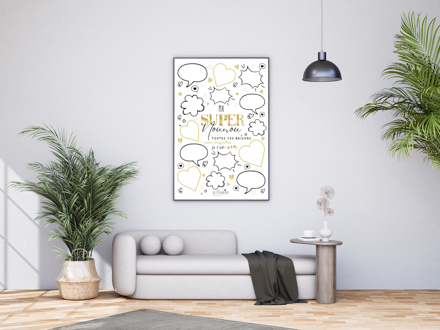 Affiche nounou coeurs et bulles - OR