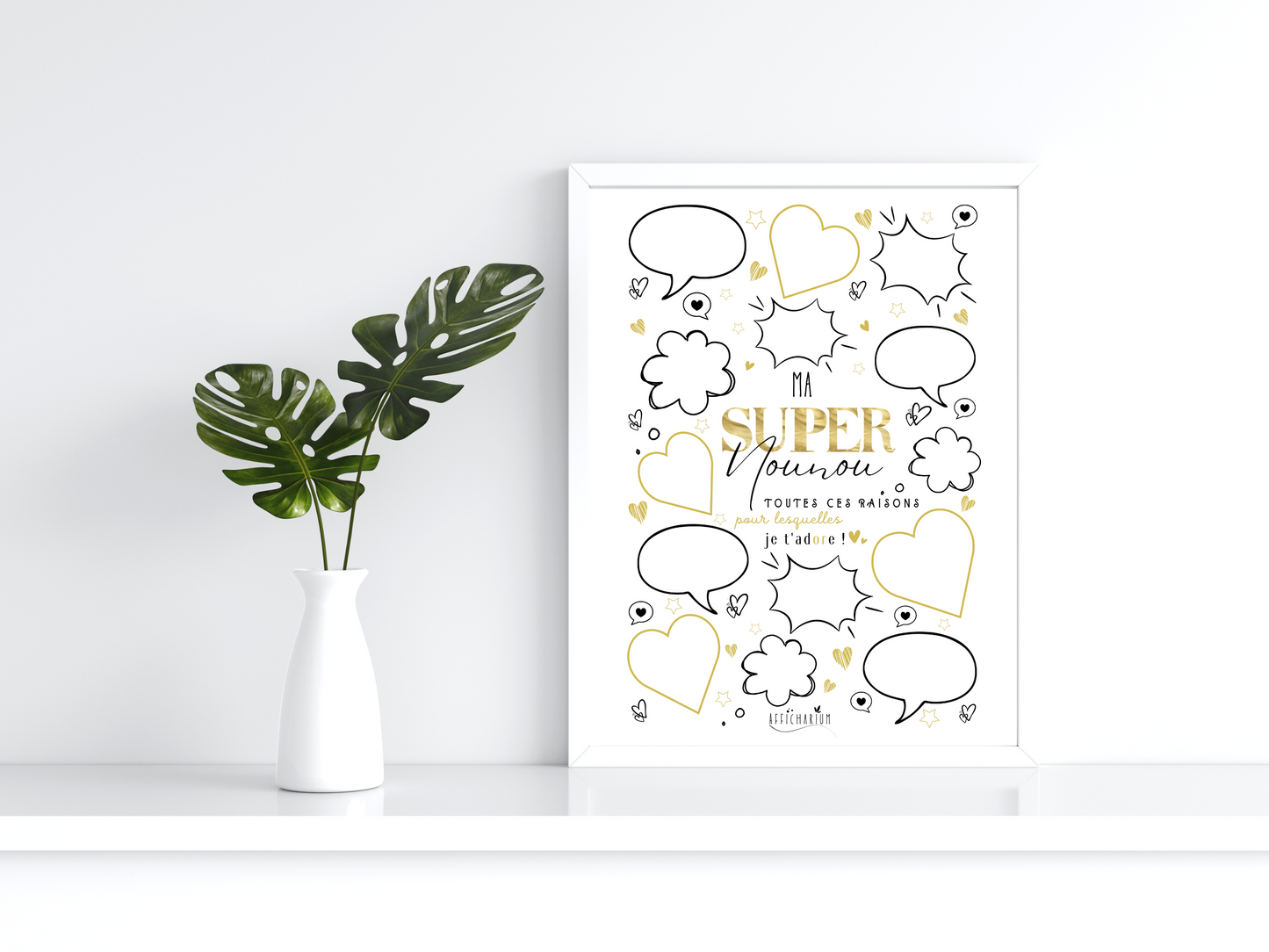 Affiche nounou coeurs et bulles - OR