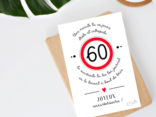 Carte anniversaire humour - 60 ans