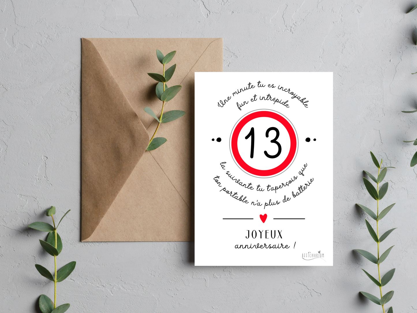 Carte anniversaire ado humour - 13 ans
