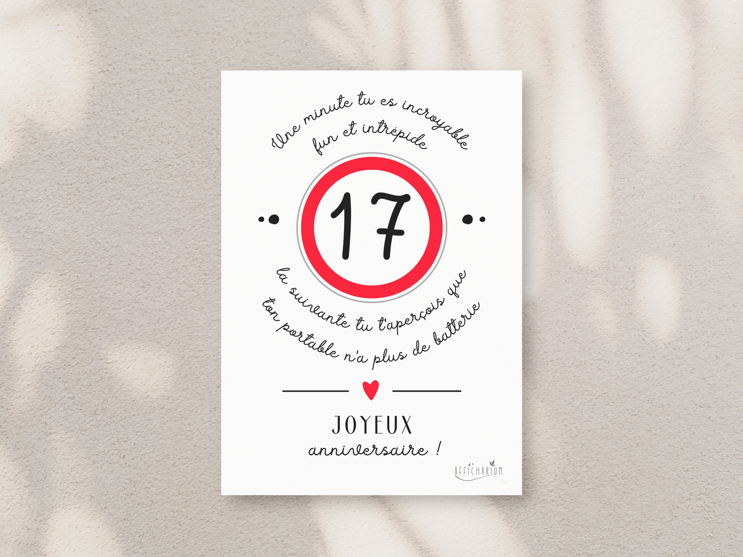 Carte anniversaire ado humour - 17 ans