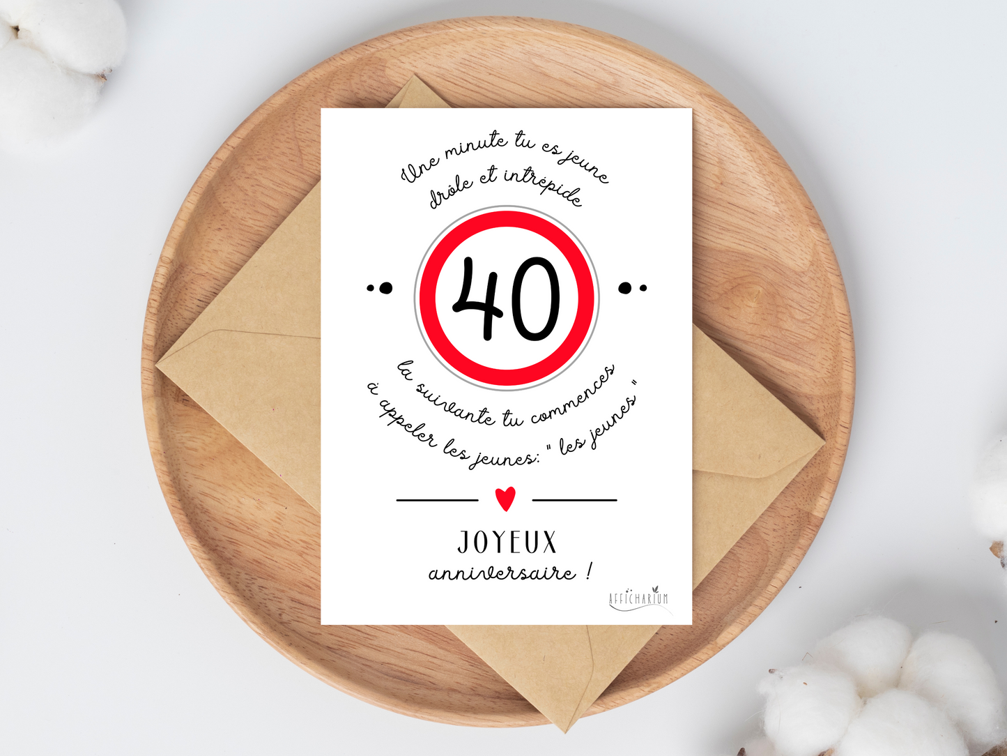 Carte anniversaire humour - 40 ans