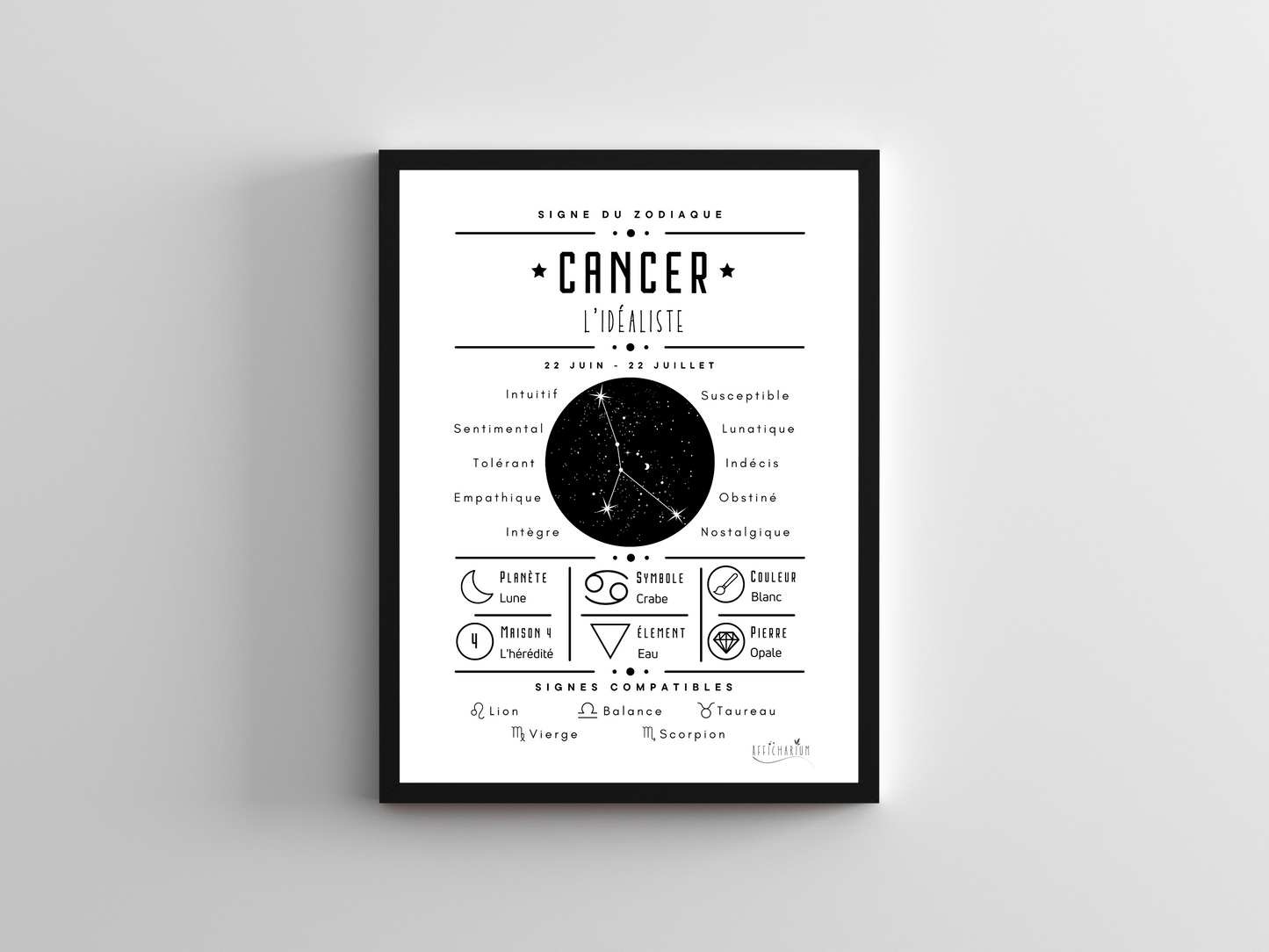 Affiche signe astro Cancer