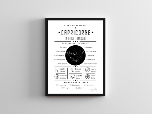 Affiche signe astro Capricorne