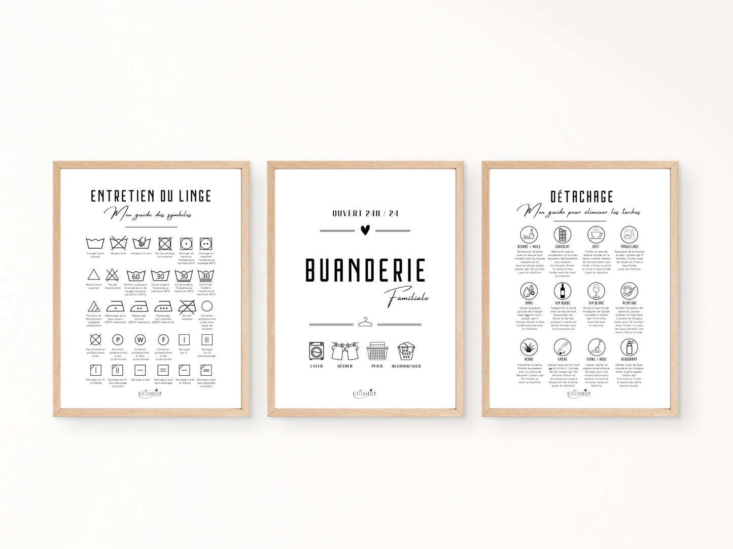Affiches buanderie x 3