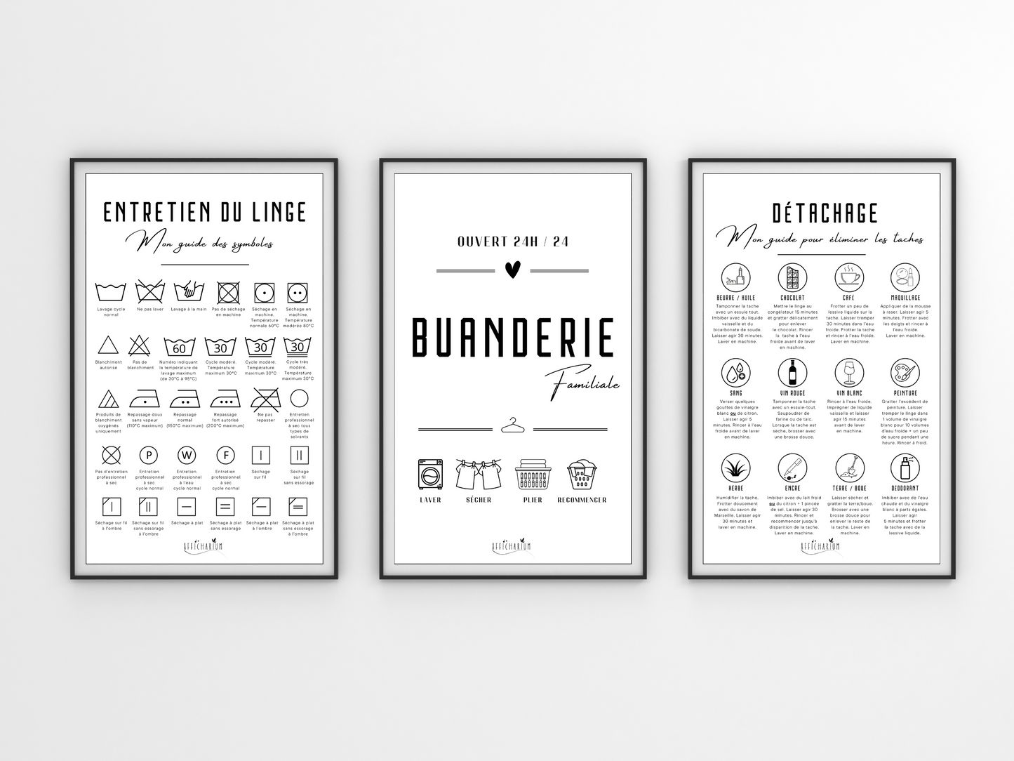 Affiches buanderie x 3
