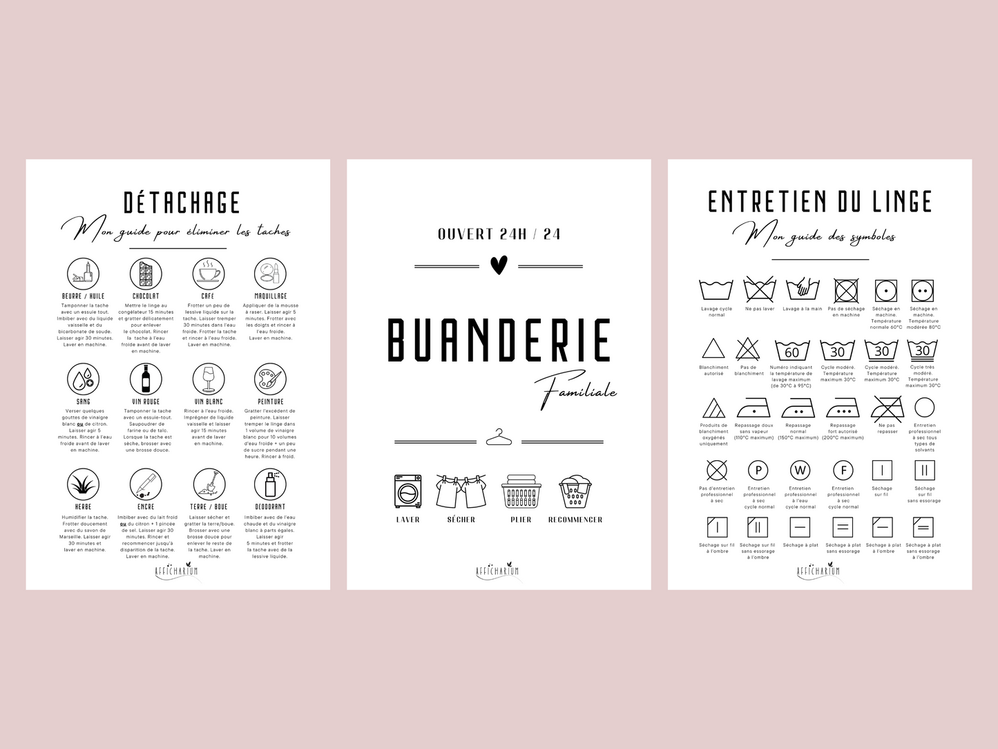 Affiches buanderie x 3
