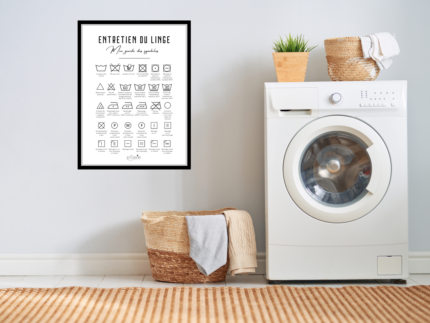 Affiche buanderie - Guide des symboles