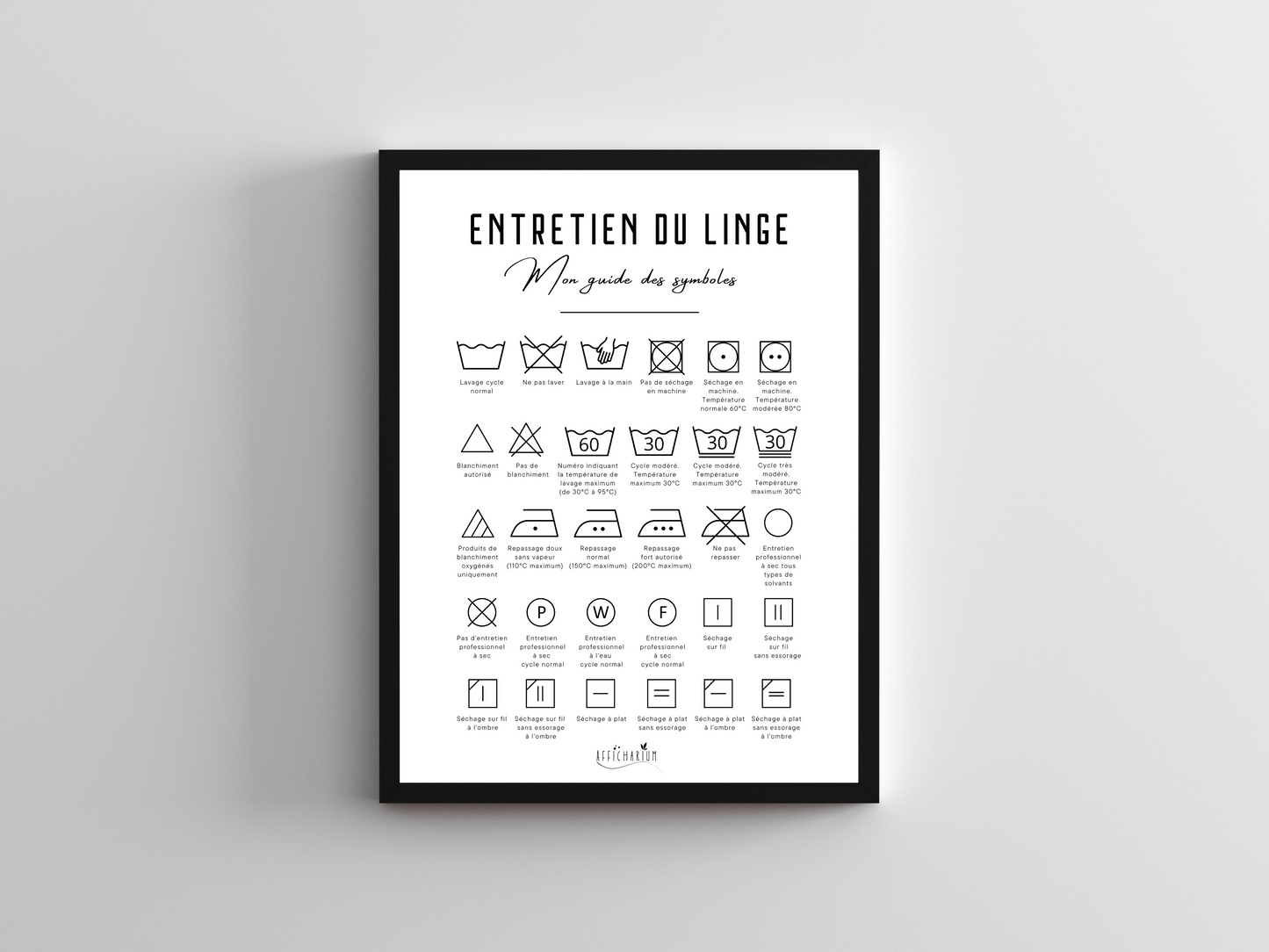 Affiche buanderie - Guide des symboles