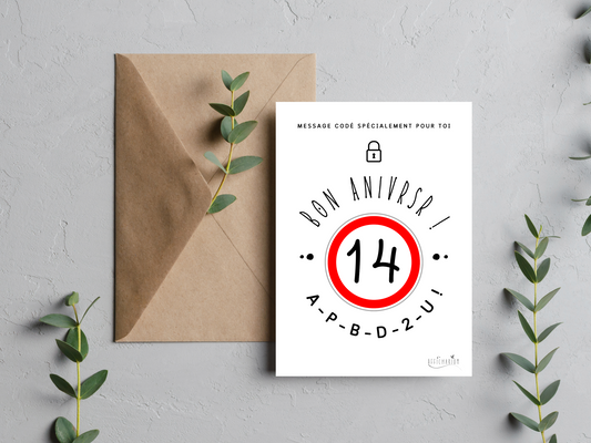 Carte anniversaire humoristique ado - 14 ans
