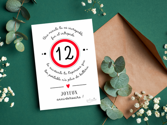 Carte anniversaire ado humour - 12 ans