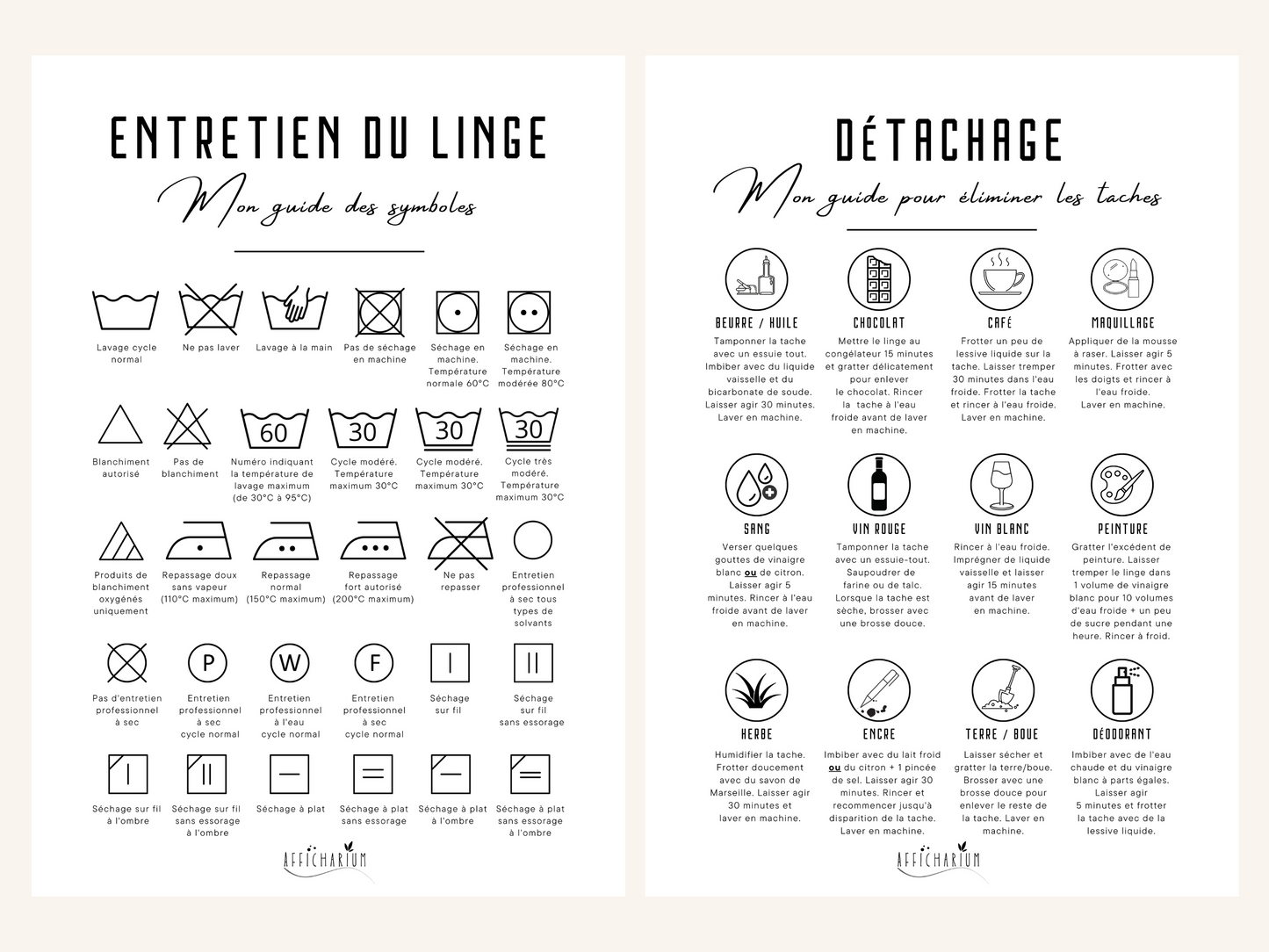 Affiches buanderie x 2