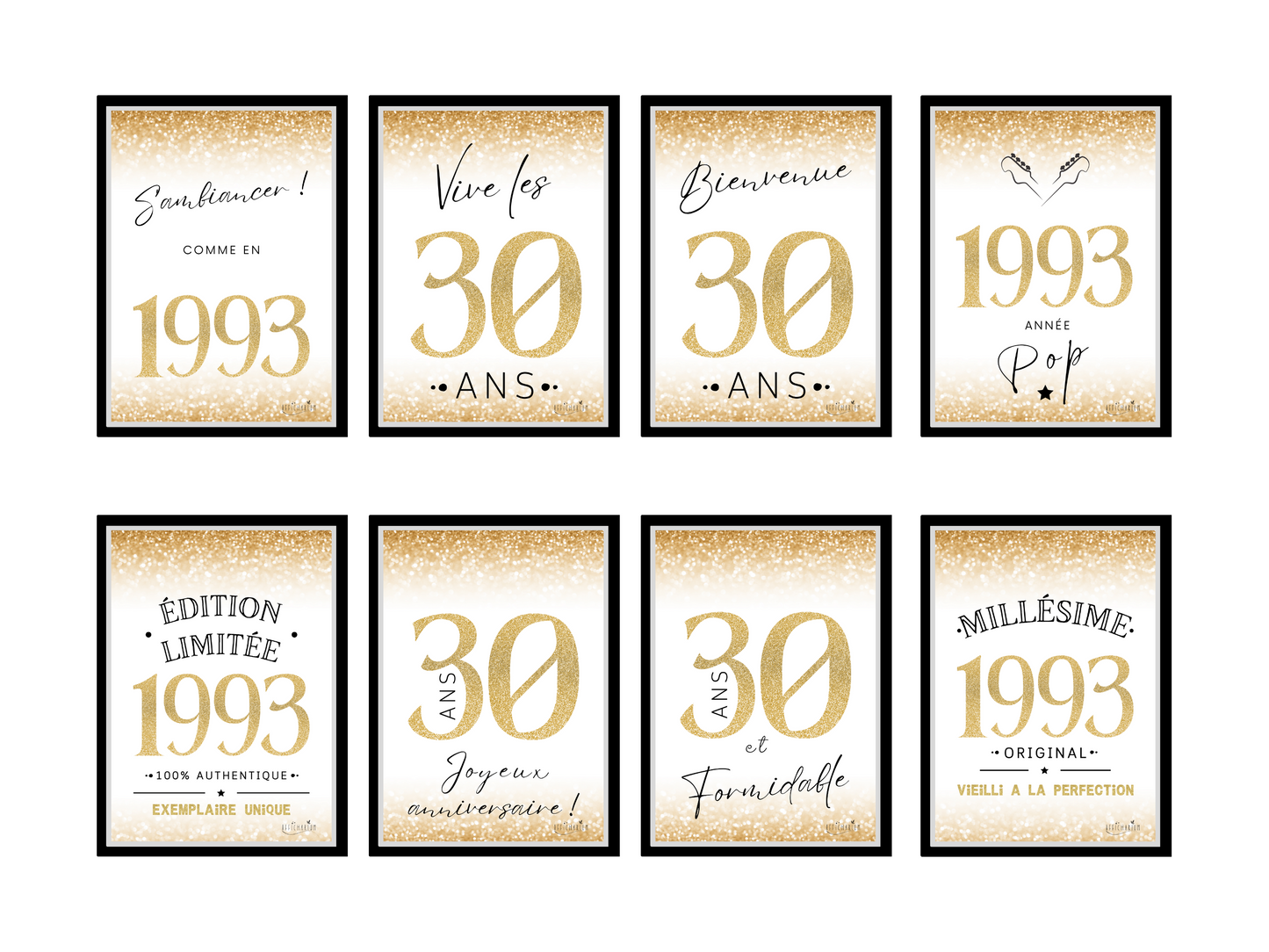 Affiches décoration anniversaire 30 ans