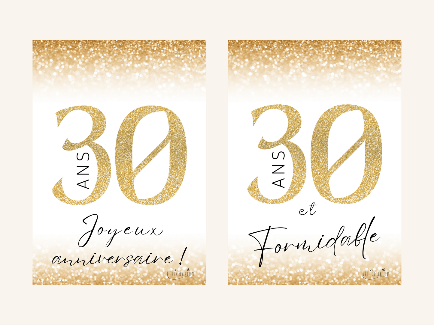 Affiches décoration anniversaire 30 ans