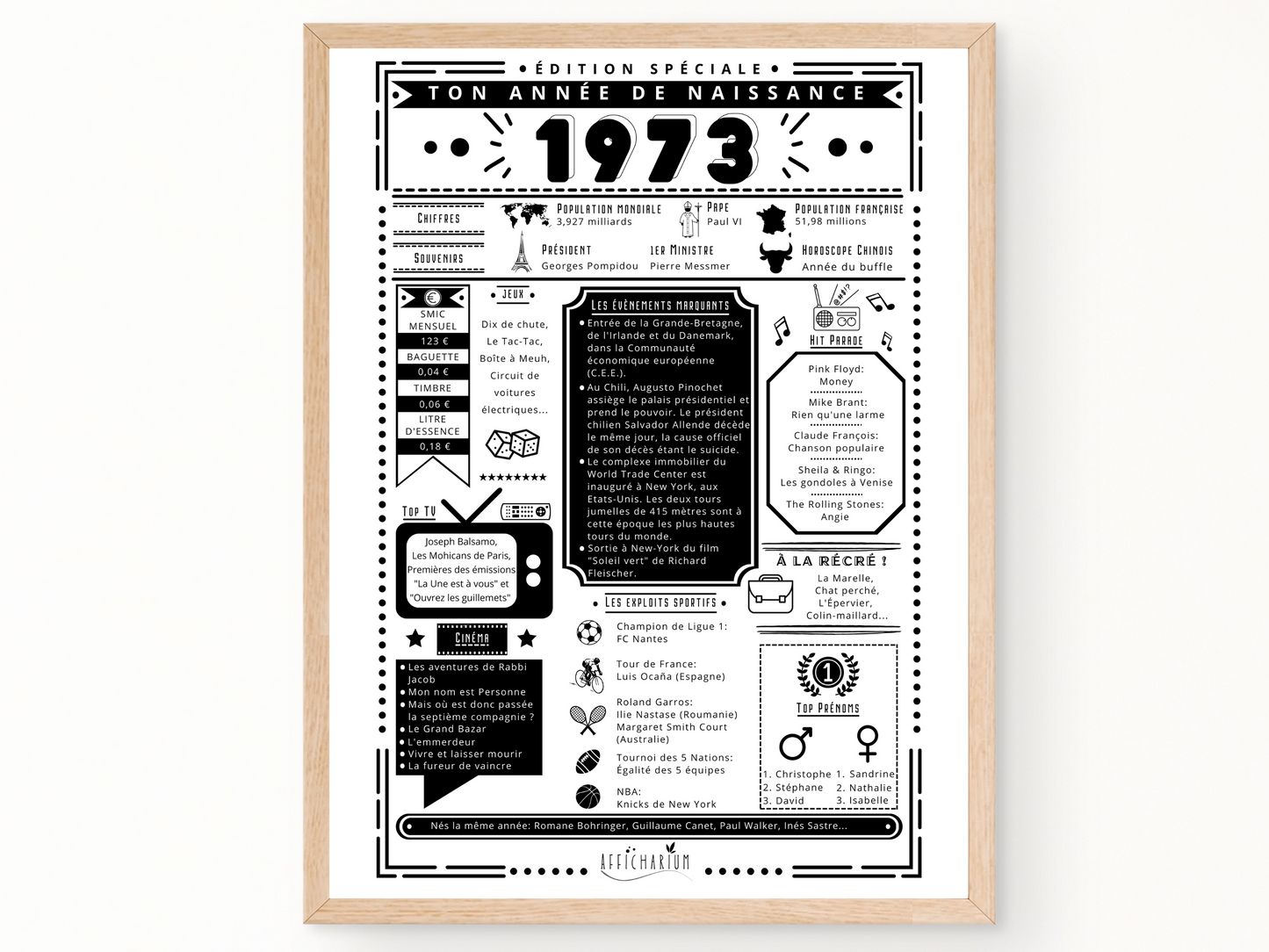 Journal de naissance 1973