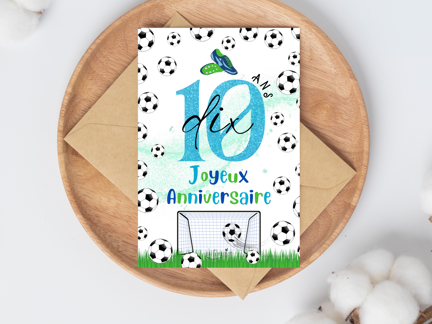 Carte joyeux anniversaire foot - 10 ans