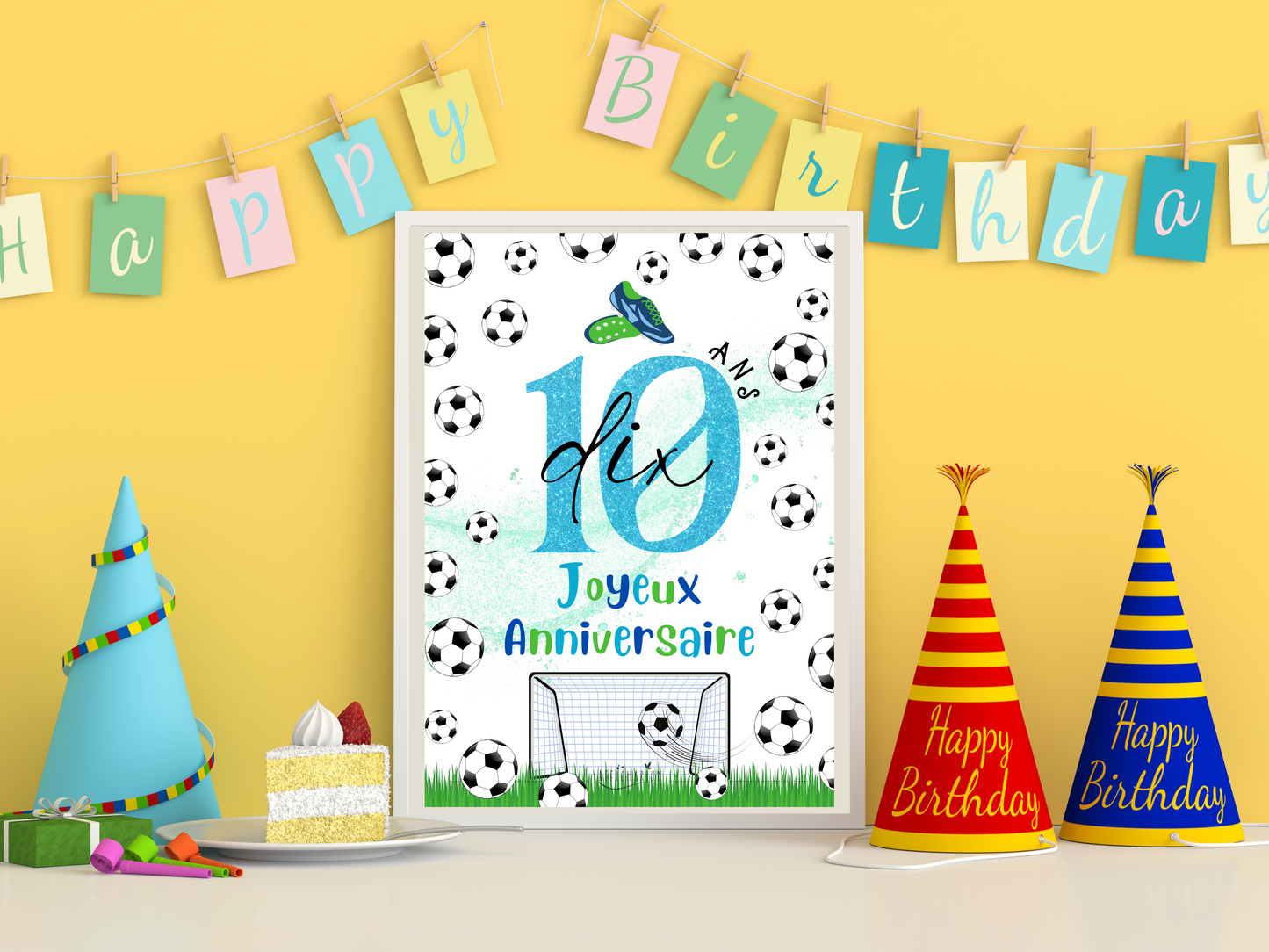 Carte joyeux anniversaire foot - 10 ans