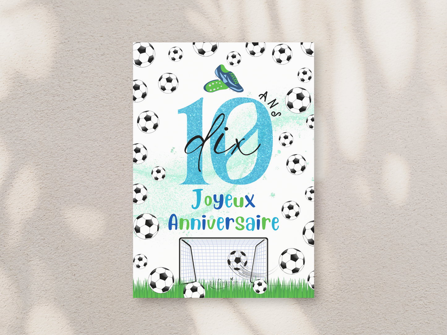 Carte joyeux anniversaire foot - 10 ans