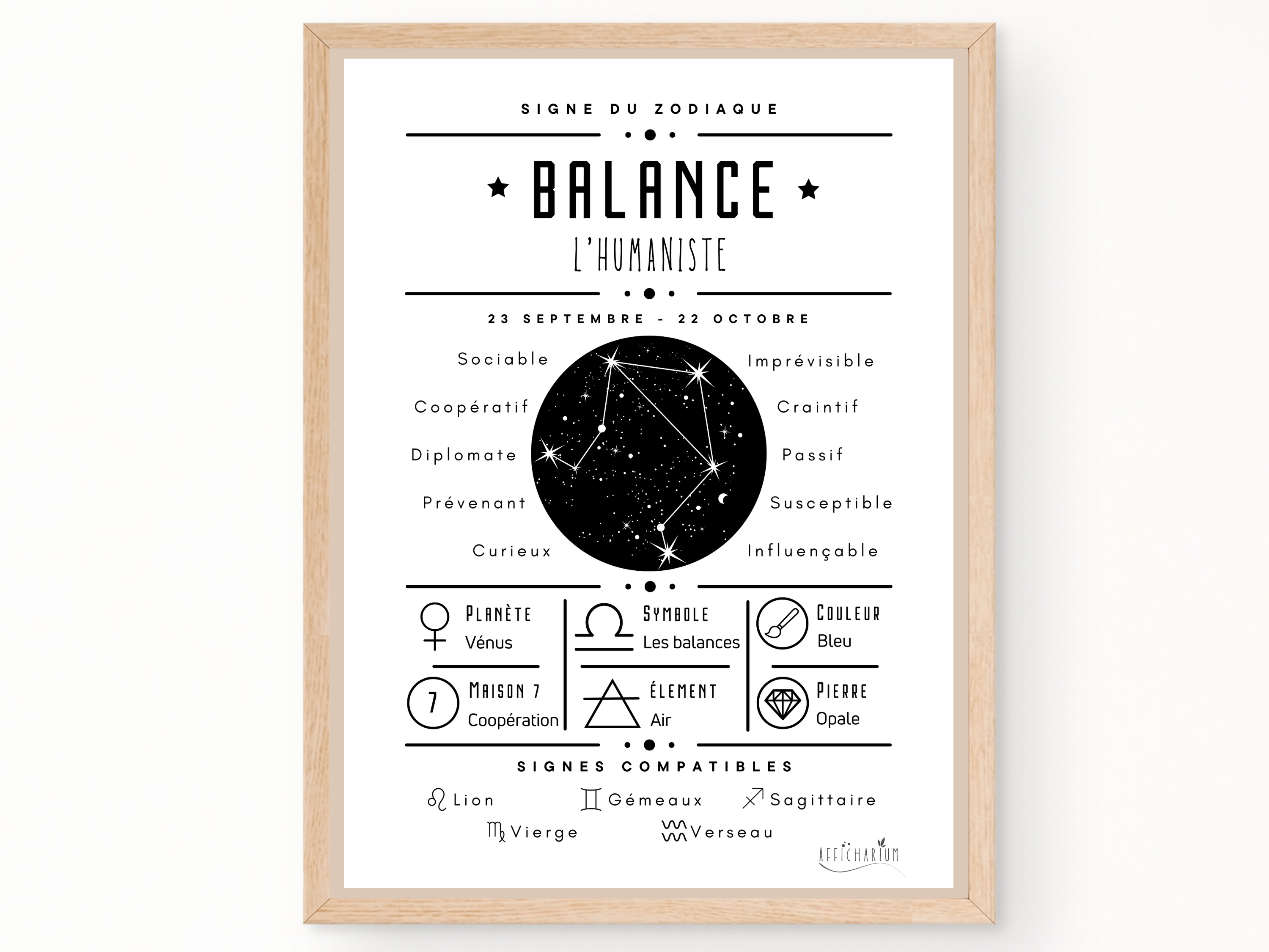 Affiche signe astro Balance Afficharium