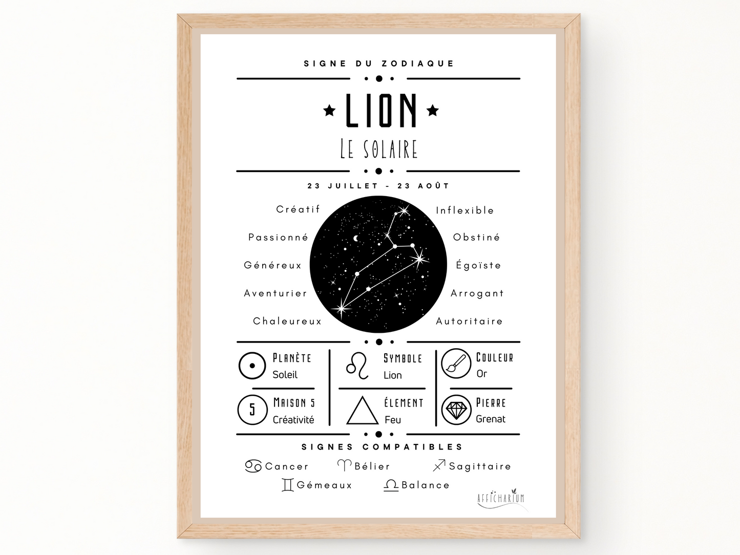 Affiche signe astro Lion