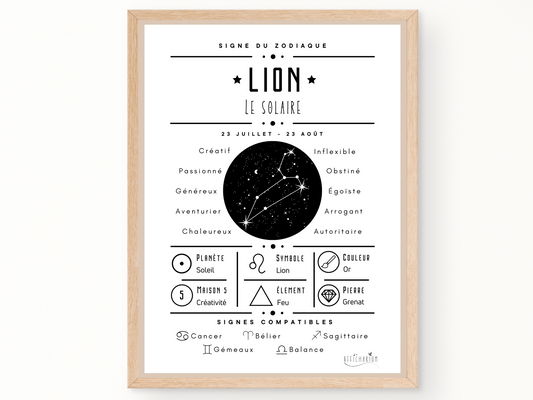 Affiche signe astro Lion