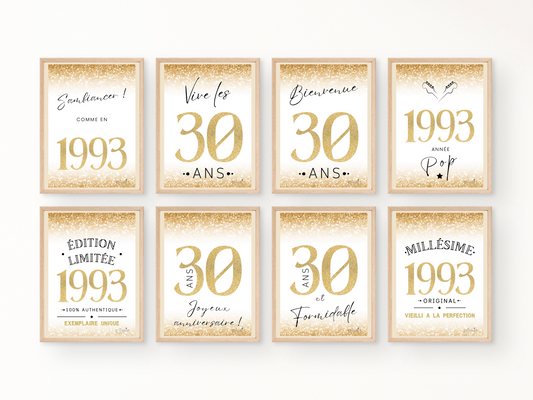 Affiches décoration anniversaire 30 ans